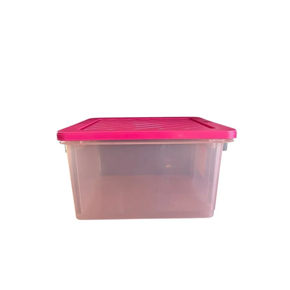 Vintage 1990s Rubbermaid Keepers Latch Storage Box Pink No. 4148 18 X 15 X 9.75”